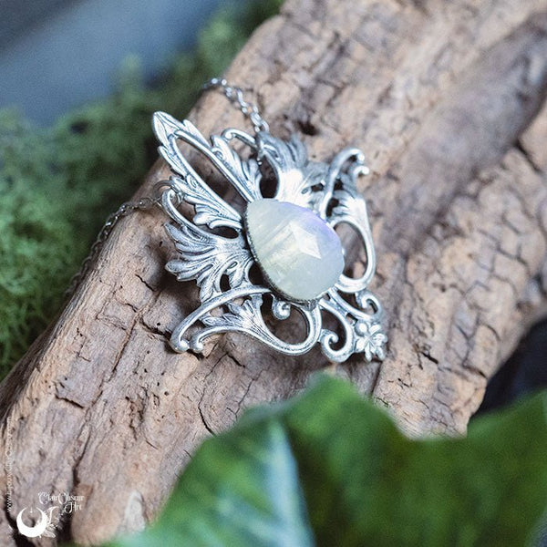 Collier Elfique "Elwing" pierre au choix - Illustrations & Bijoux fantaisie ClairObscur Art