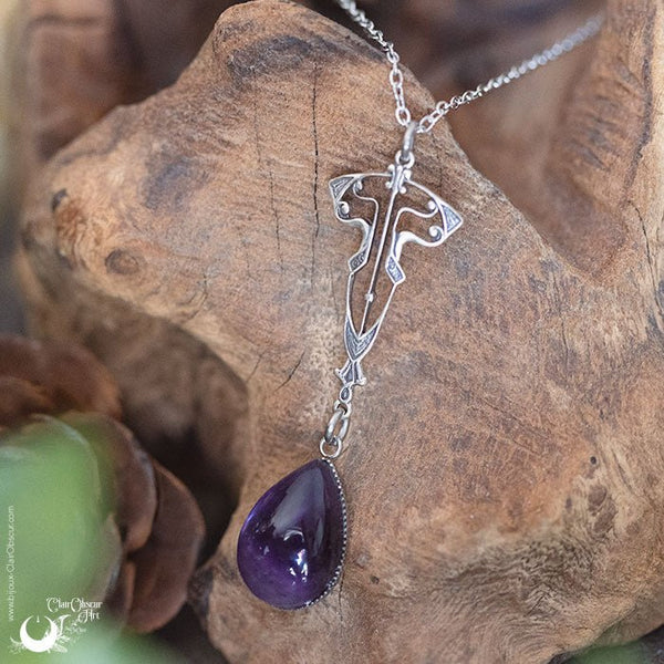 Collier "Elwen" Améthyste - Pièce unique - Illustrations & Bijoux fantaisie ClairObscur Art