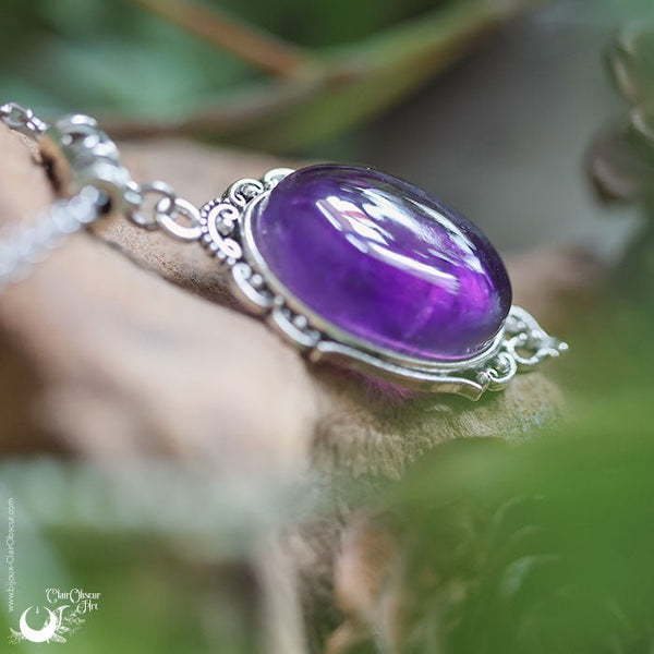 Collier "Leda" Améthyste - taille de la chaine personnalisable - Illustrations & Bijoux fantaisie ClairObscur Art