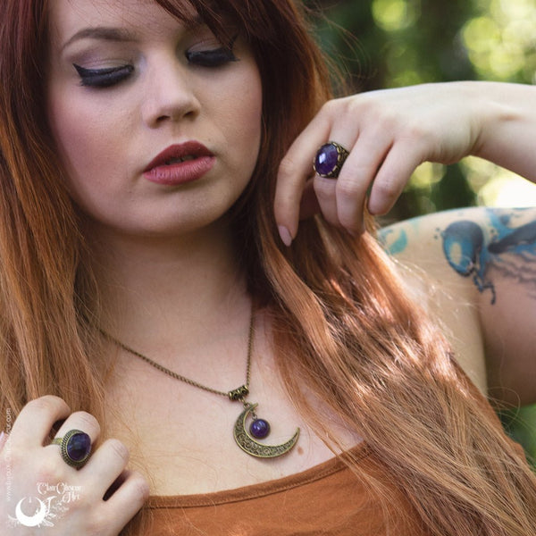 Collier "Luna" pierre au choix - Illustrations & Bijoux fantaisie ClairObscur Art