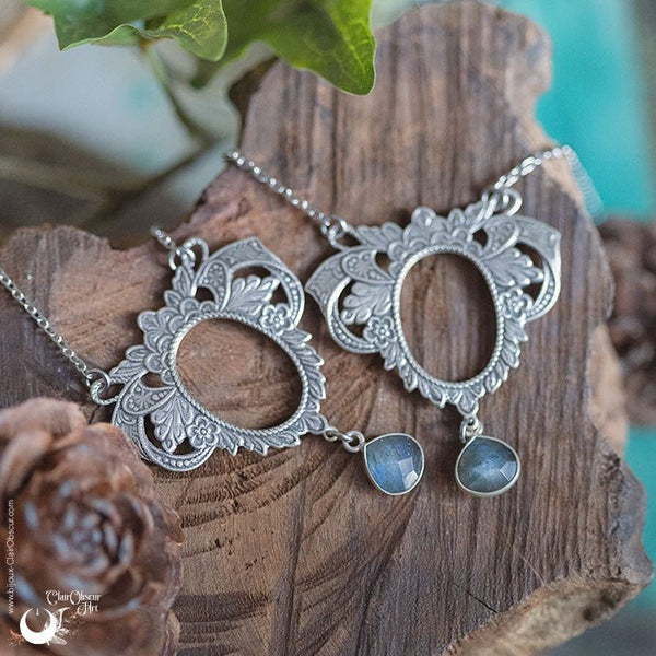 Collier "Lyra" Labradorite facettée - Illustrations & Bijoux fantaisie ClairObscur Art