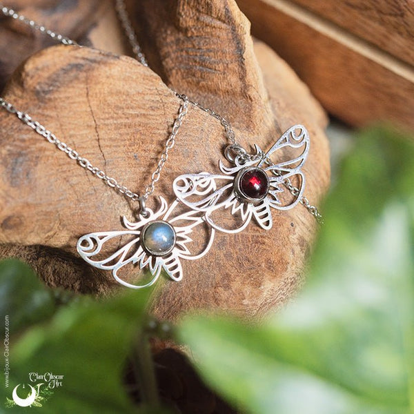 Collier "Psyché" pierre au choix - Illustrations & Bijoux fantaisie ClairObscur Art