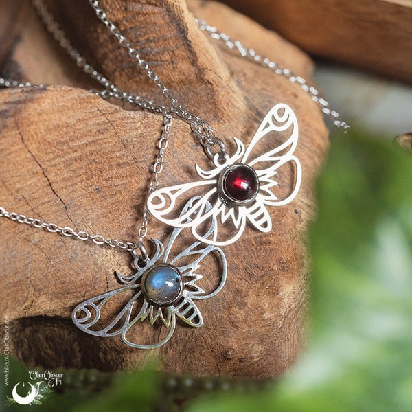 Collier "Psyché" pierre au choix - Illustrations & Bijoux fantaisie ClairObscur Art