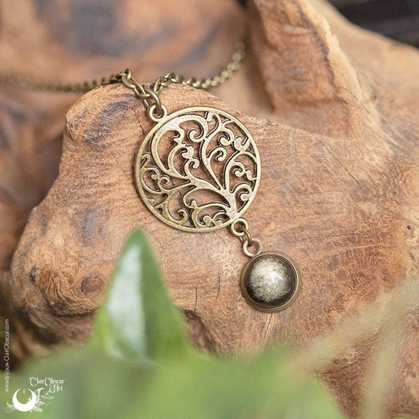 Collier "Yggdrasil" pierre au choix - Illustrations & Bijoux fantaisie ClairObscur Art