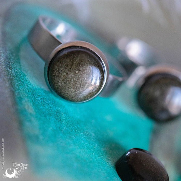 Bague "Aphéléia" pierre au choix - Illustrations & Bijoux fantaisie ClairObscur Art