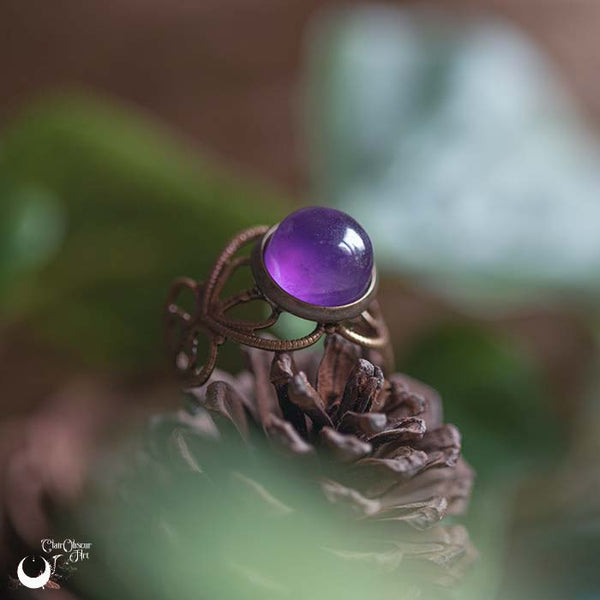 Bague elfique "Elwing" Améthyste - Ajustable - Illustrations & Bijoux fantaisie ClairObscur Art