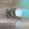 Bague elfique "Elwing" Calcédoine aqua - Illustrations & Bijoux fantaisie ClairObscur Art