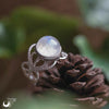 Bague elfique "Elwing" Pierre de Lune Arc-en-ciel - Ajustable - Illustrations & Bijoux fantaisie ClairObscur Art