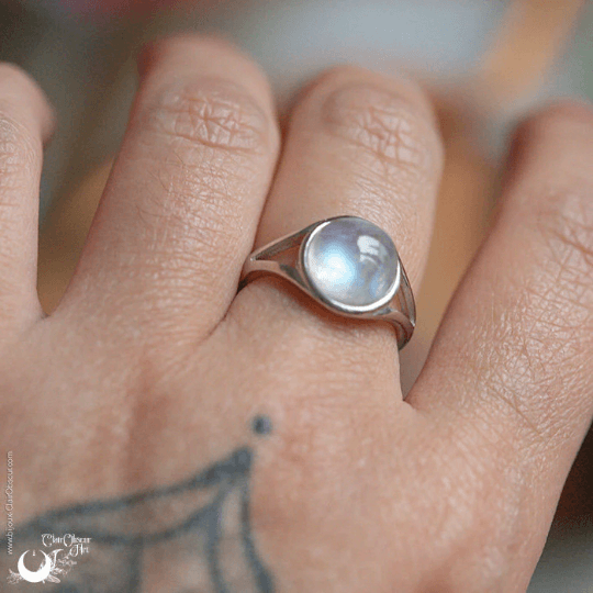 Bague "Gaïa" Labardorite en Argent 925, ajustable - Illustrations & Bijoux fantaisie ClairObscur Art