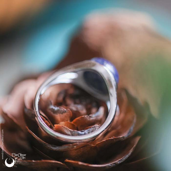 Bague "Gaïa" Lapis lazuli en Argent 925, ajustable - Illustrations & Bijoux fantaisie ClairObscur Art