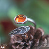 Bague "Plume" Ambre de la mer Baltique en Argent 925, ajustable - Illustrations & Bijoux fantaisie ClairObscur Art