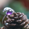 Bague "Plume" Améthyste en Argent 925, ajustable - Illustrations & Bijoux fantaisie ClairObscur Art