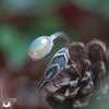 Bague "Plume" Opale en Argent 925, ajustable - Illustrations & Bijoux fantaisie ClairObscur Art