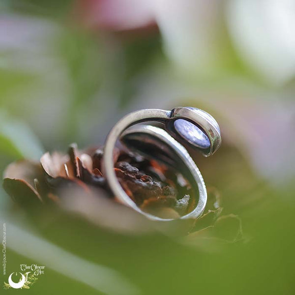 Bague "Plume" Tanzanite ajustable en Argent 925, ajustable - Illustrations & Bijoux fantaisie ClairObscur Art