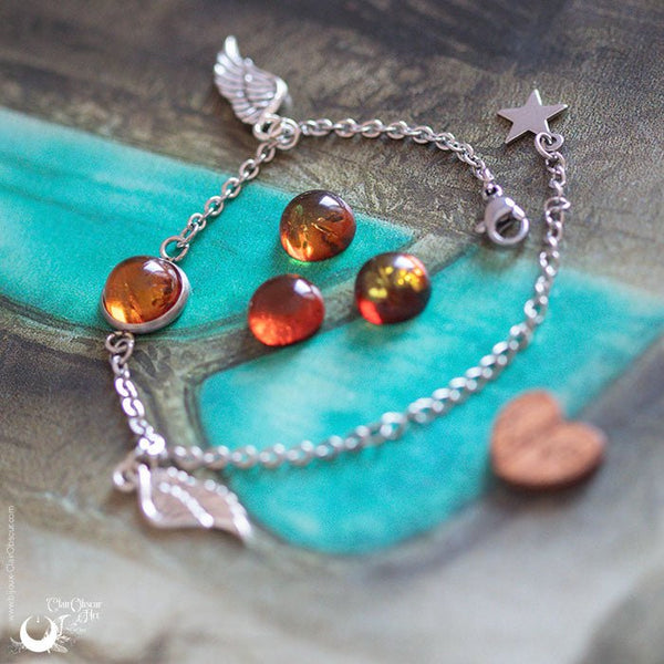 Bracelet Fantaisie, pierre au choix - Personnalisable et ajustable - Illustrations & Bijoux fantaisie ClairObscur Art