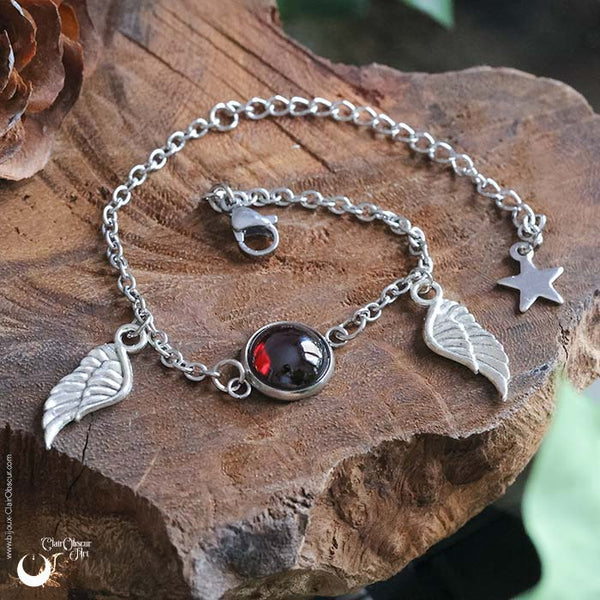 Bracelet Fantaisie, pierre au choix - Personnalisable et ajustable - Illustrations & Bijoux fantaisie ClairObscur Art