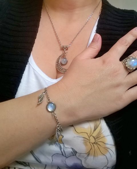 Bracelet Fantaisie, pierre au choix - Personnalisable et ajustable - Illustrations & Bijoux fantaisie ClairObscur Art