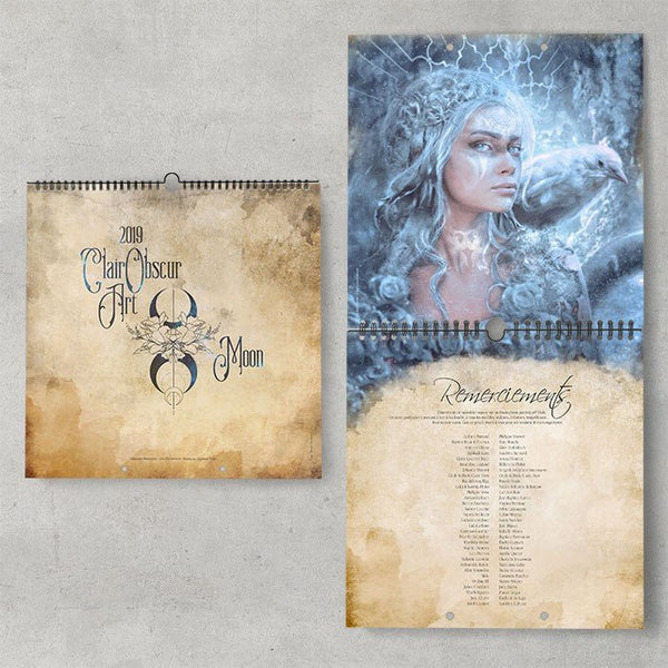 Calendrier Moon 2019 Illustrations ClairObscur - Illustrations & Bijoux fantaisie ClairObscur Art