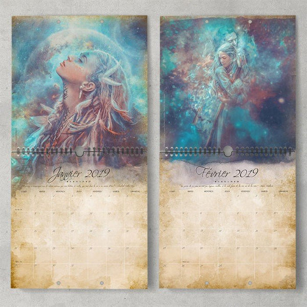 Calendrier Moon 2019 Illustrations ClairObscur - Illustrations & Bijoux fantaisie ClairObscur Art