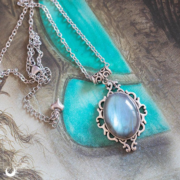 Collier "Angel" Labradorite - taille de la chaine personnalisable - Illustrations & Bijoux fantaisie ClairObscur Art