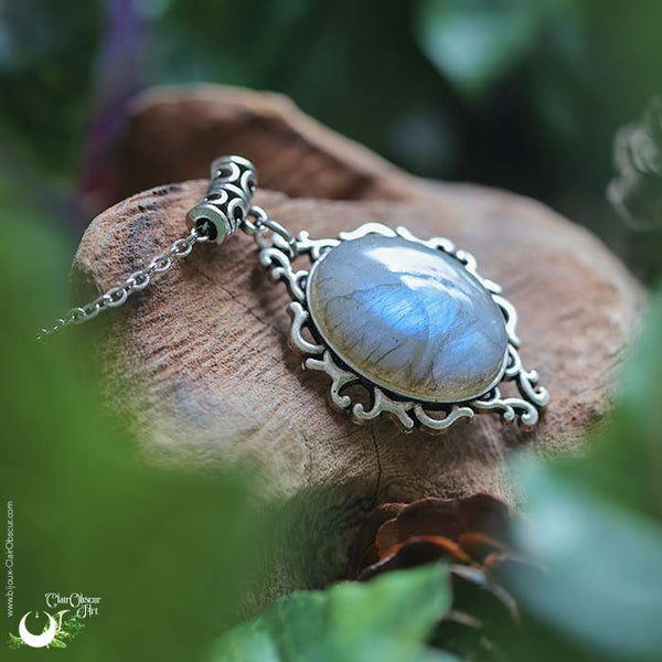 Collier "Angel" Labradorite - taille de la chaine personnalisable - Illustrations & Bijoux fantaisie ClairObscur Art