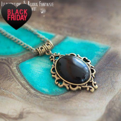 Collier "Angel" Onyx - Illustrations & Bijoux fantaisie ClairObscur Art