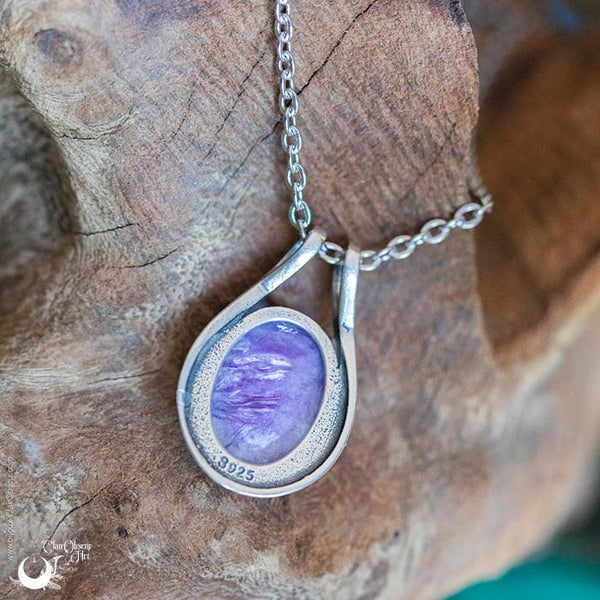 Collier "Éiréné" Charoïte en Argent 925 - Illustrations & Bijoux fantaisie ClairObscur Art
