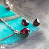 Collier Goutte d'eau Grenat, pendentif en Argent 925 - Illustrations & Bijoux fantaisie ClairObscur Art