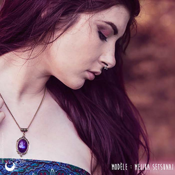 Collier "Leda" Améthyste - taille de la chaine personnalisable - Illustrations & Bijoux fantaisie ClairObscur Art