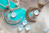Collier "Luna" Calcédoine aqua, taille de la chaine au choix - Illustrations & Bijoux fantaisie ClairObscur Art