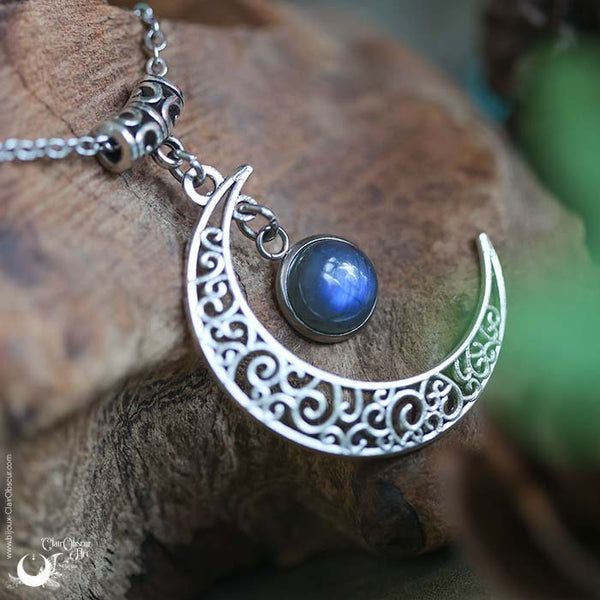 Collier "Luna" Labradorite, taille de la chaine au choix - Illustrations & Bijoux fantaisie ClairObscur Art