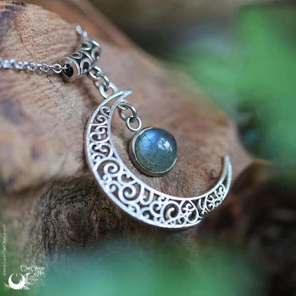 Collier "Luna" Labradorite, taille de la chaine au choix - Illustrations & Bijoux fantaisie ClairObscur Art