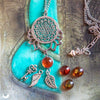 Collier "Sri Yantra Lotus" Ambre de la mer Baltique personnalisable - Illustrations & Bijoux fantaisie ClairObscur Art