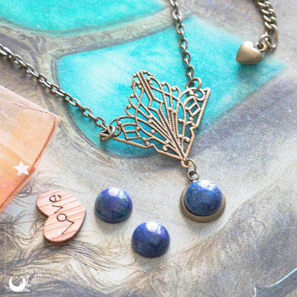 Collier/Diadème 2 en 1 "Butterfly" ajustable, pierre au choix. - Précommande - Illustrations & Bijoux fantaisie ClairObscur Art