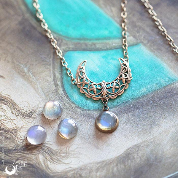 Collier/Diadème 2 en 1 MOON Labradorite - Illustrations & Bijoux fantaisie ClairObscur Art