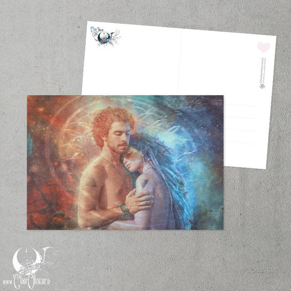 Couple Sacré - Carte postale - Illustrations & Bijoux fantaisie ClairObscur Art