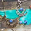 Parure Collier Luna et bague elfique "Elwing", pierre au choix ! - Illustrations & Bijoux fantaisie ClairObscur Art