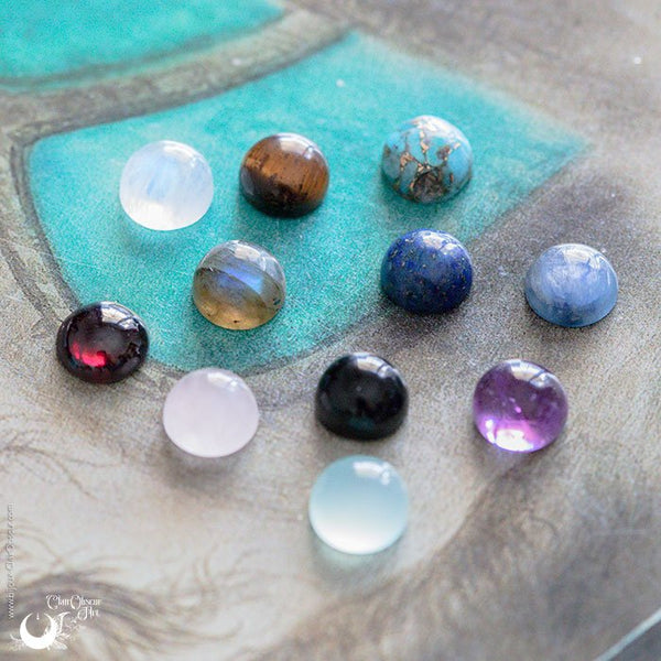 Parure Collier Luna et bague elfique "Elwing", pierre au choix ! - Illustrations & Bijoux fantaisie ClairObscur Art