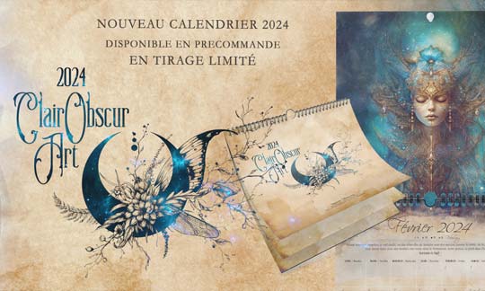 Calendrier Fantasy - Edition 2024 - Illustrations & Bijoux fantaisie ClairObscur Art Image