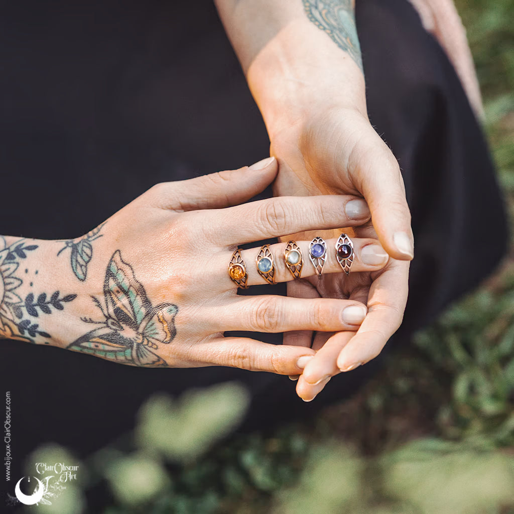 Bague elfique "Aeloria" pierre au choix