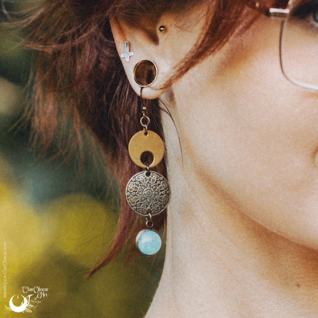 Boucles d'Oreilles "Sundala" pierre au choix