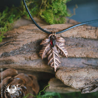 Collier mixte Feuille de Figuier & Grenat