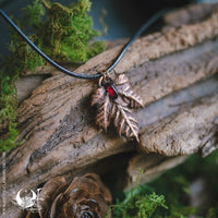Collier mixte Feuille de Figuier & Grenat