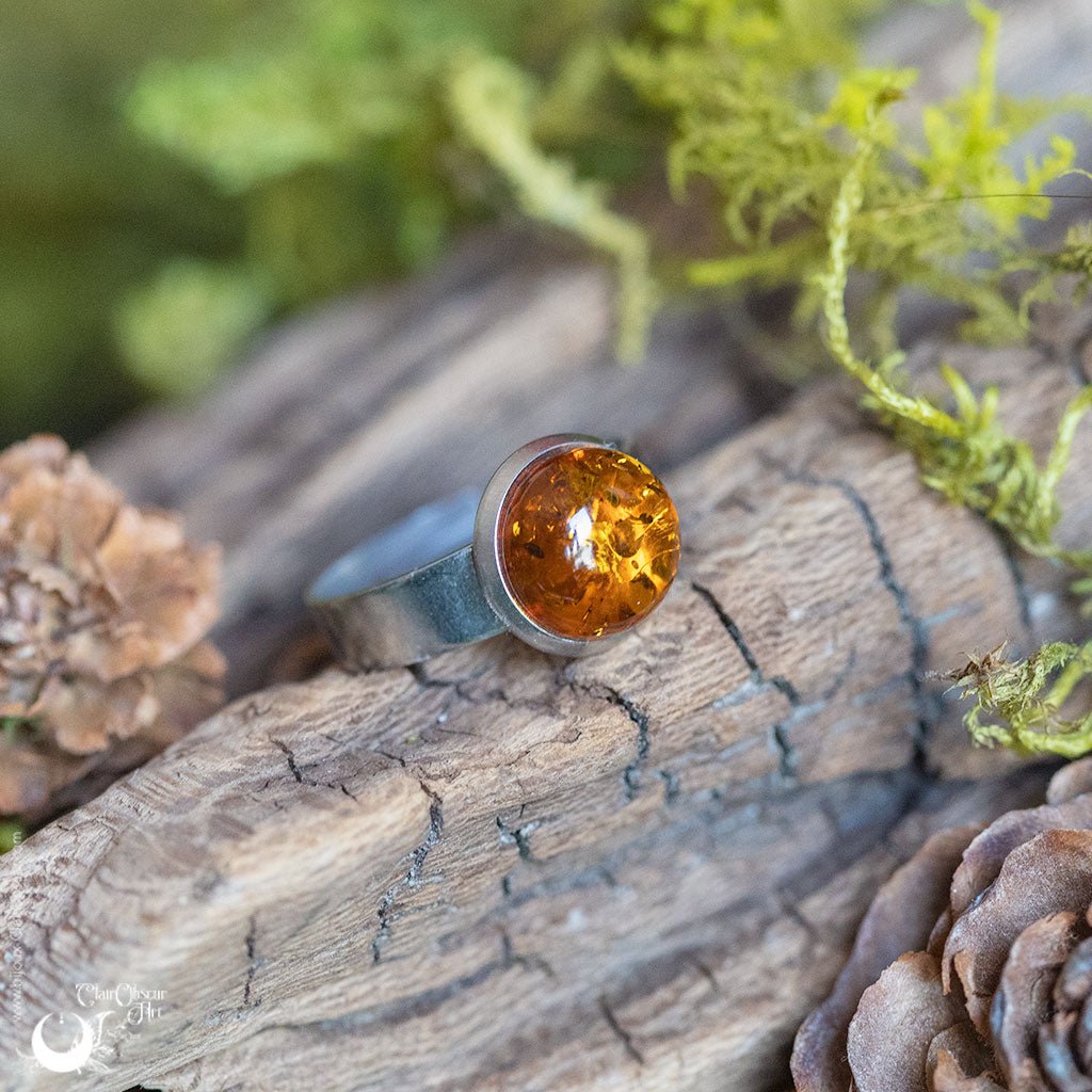 Bague "Aphéléia" acier inoxydable, pierre au choix - ajustable - Illustrations & Bijoux fantaisie ClairObscur Art