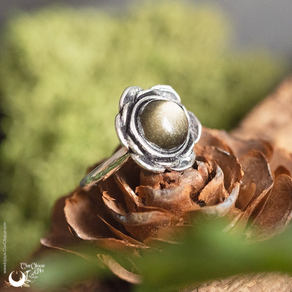 Bague "Éclosia" pierre au choix - Illustrations & Bijoux fantaisie ClairObscur Art