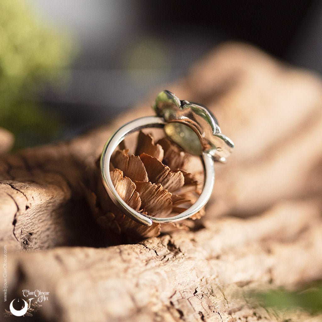Bague "Éclosia" pierre au choix - Illustrations & Bijoux fantaisie ClairObscur Art