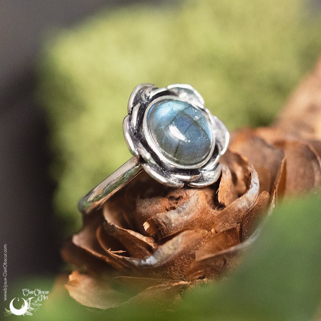 Bague "Éclosia" pierre au choix - Illustrations & Bijoux fantaisie ClairObscur Art