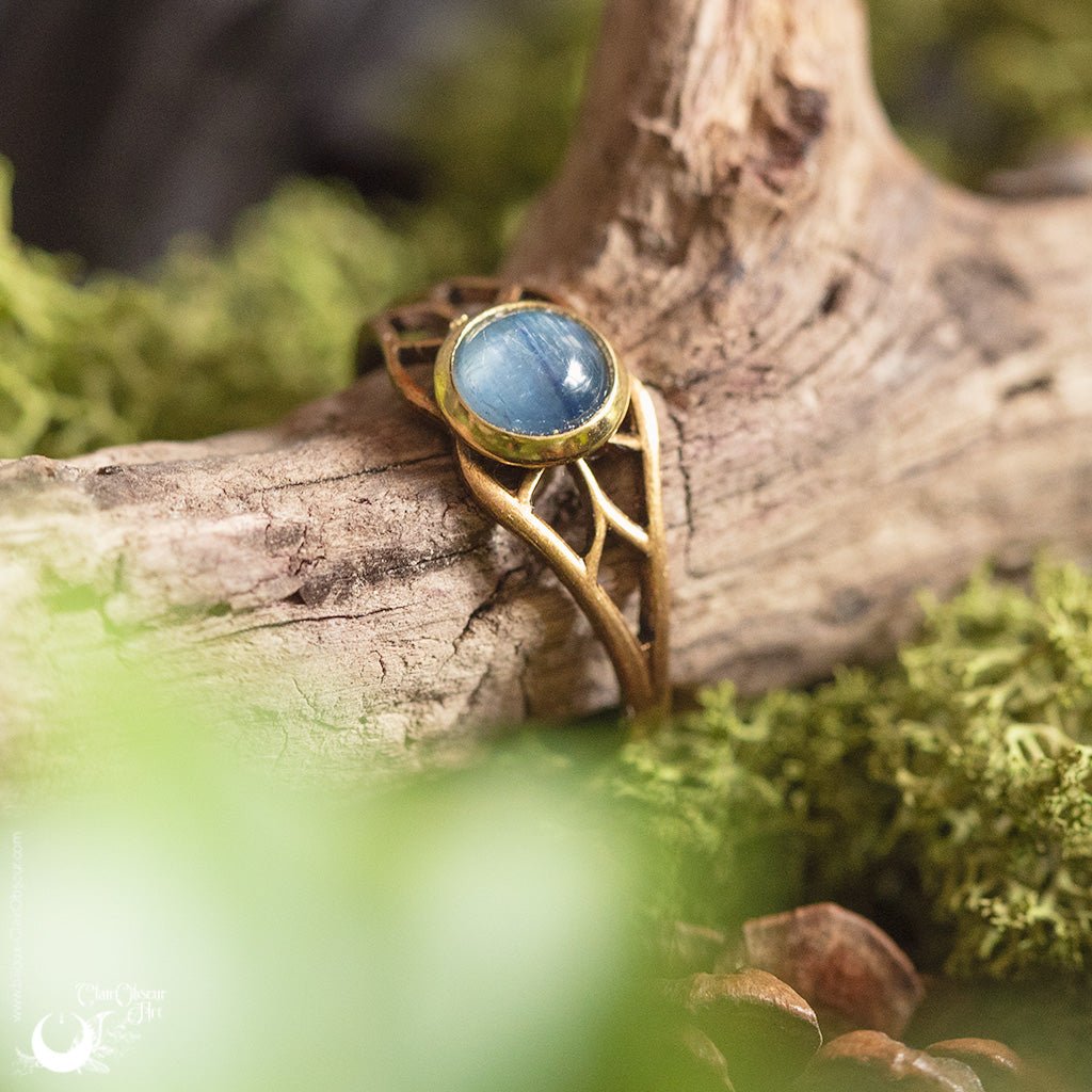 Bague elfique "Aeloria" pierre au choix - Illustrations & Bijoux fantaisie ClairObscur Art