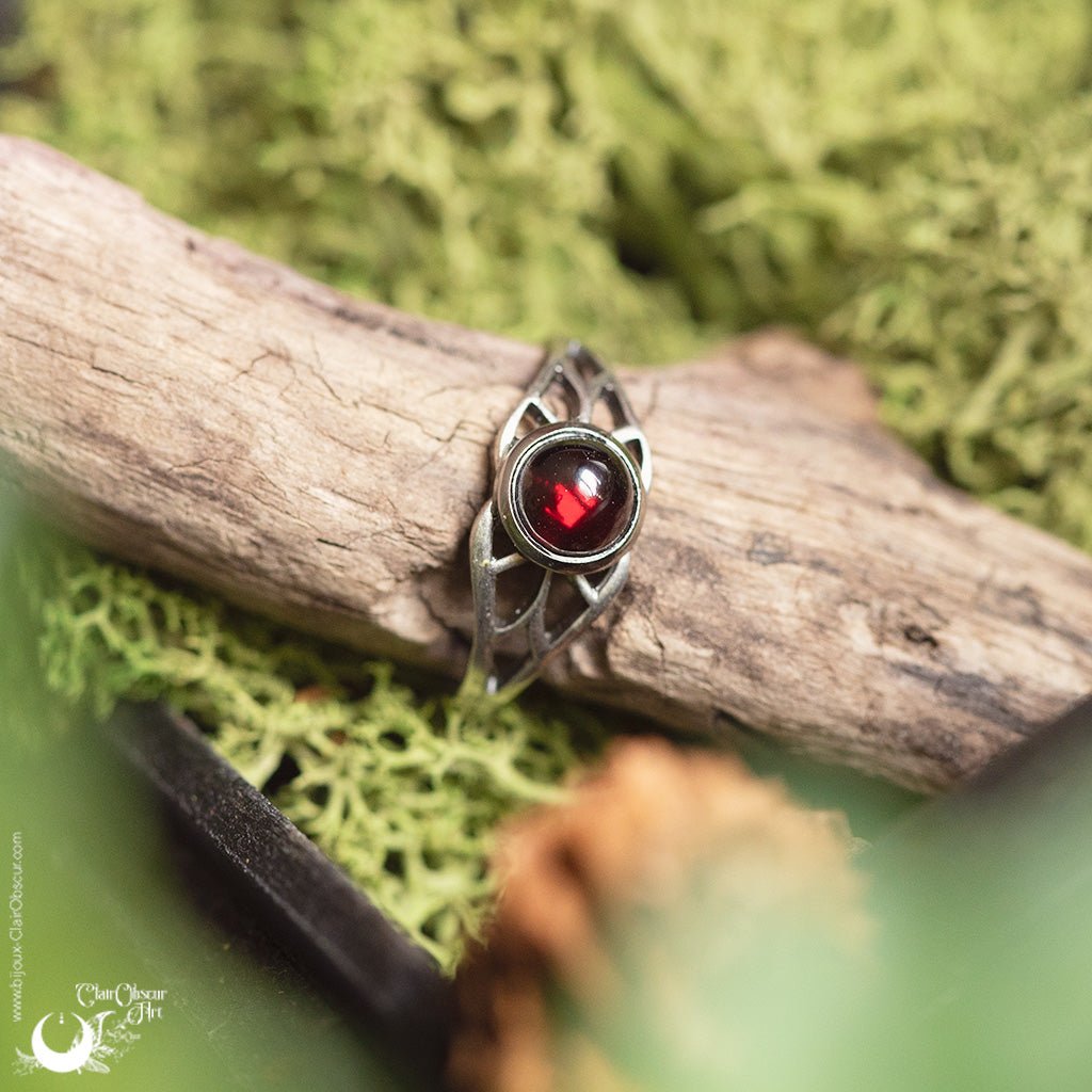 Bague elfique "Aeloria" pierre au choix - Illustrations & Bijoux fantaisie ClairObscur Art