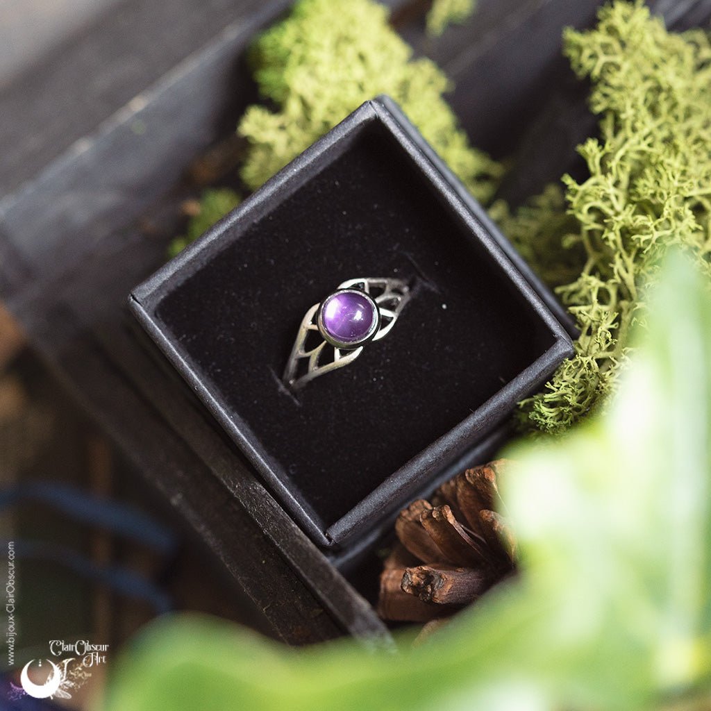 Bague elfique "Aeloria" pierre au choix - Illustrations & Bijoux fantaisie ClairObscur Art
